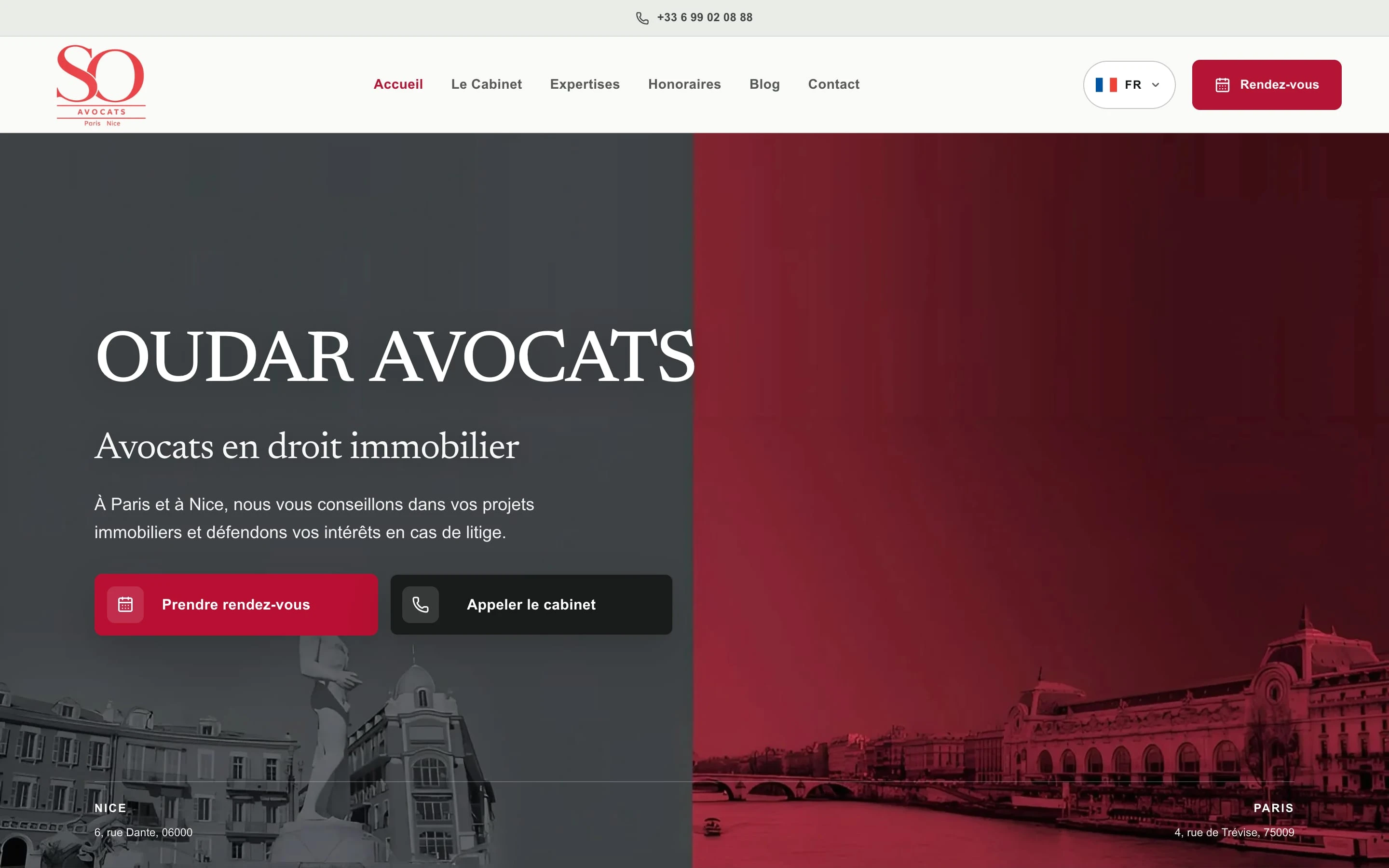 Page d'accueil du site Oudar Avocats