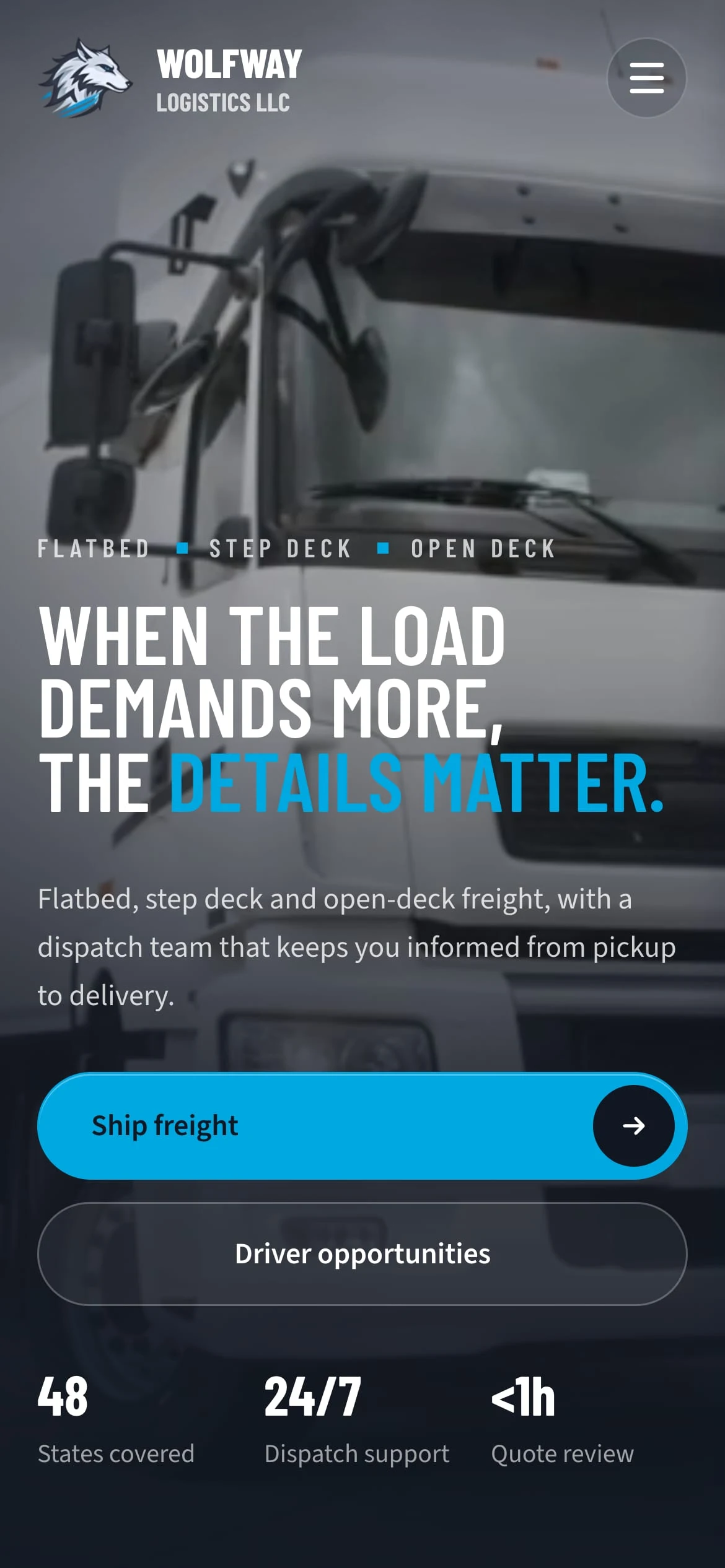 WolfWay Logistics home page